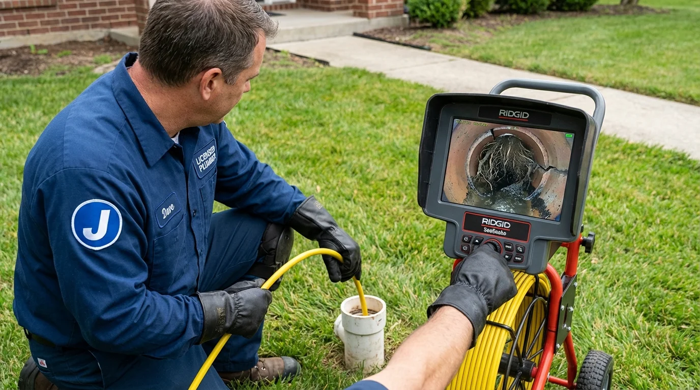 Sewer camera inspection being performed by Johns Plumbing LLC in Dublin